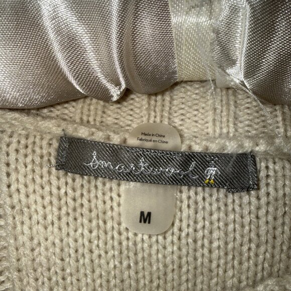 Smartwool Sweater Women's MEDIUM Cream Merino Wool High Cowl Neck - Picture 2 of 12